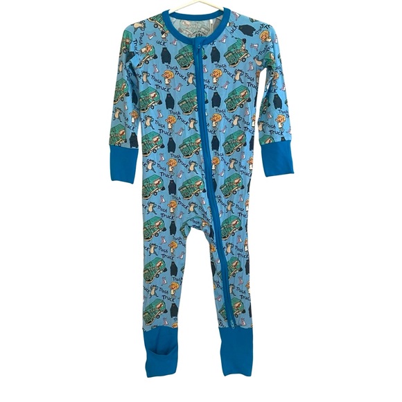 Feral and Free Bamboo Trash‎ Truck Zipper Sleeper Playsuit NWT 12-18 Months - Picture 7 of 7